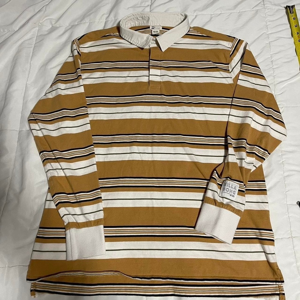 Billabong long‎ sleeve striped polo shirt XL